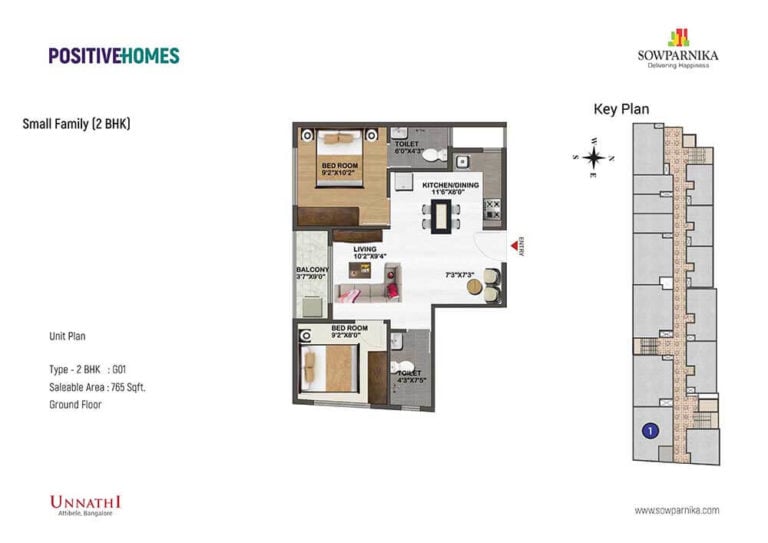 2 BHK - 765 - Sowparnika Unnathi Attibele