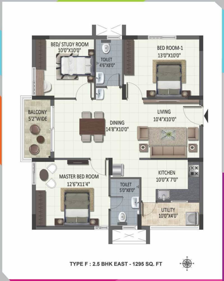 2.5 BHK - 1295 - Ramky One Harmony Hyderabad