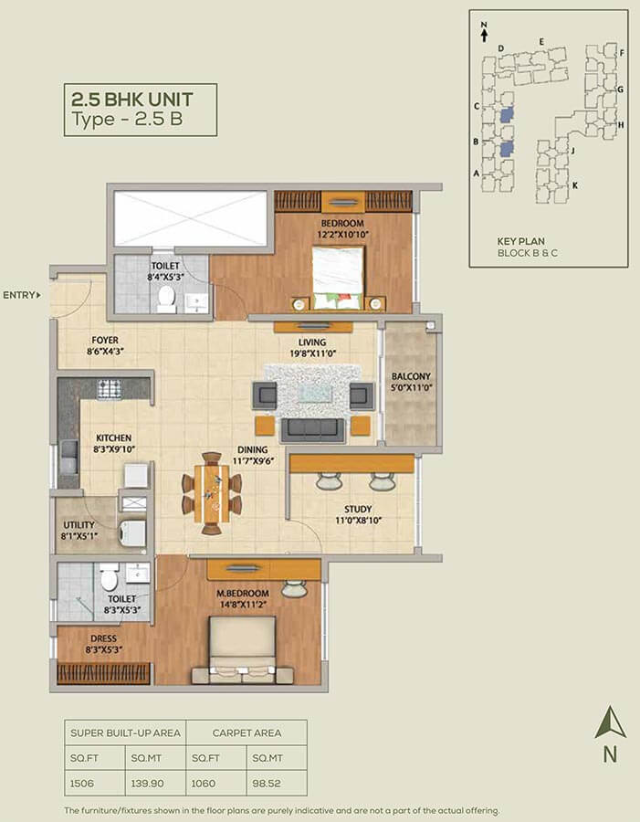 2.5 BHK - 1506 - Adarsh Pinecourt Hennur
