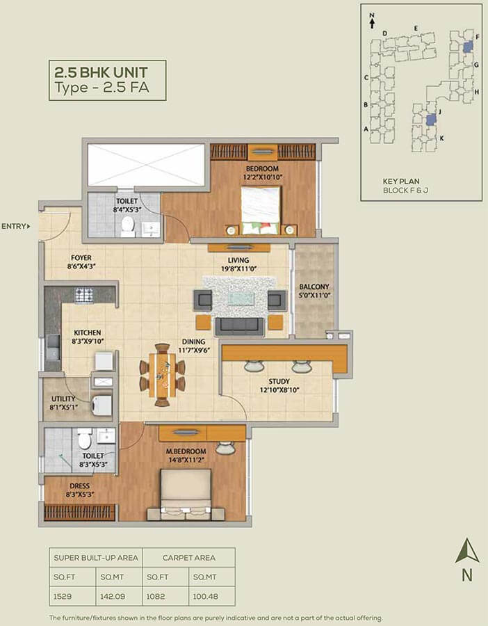 2.5 BHK - 1529 - Adarsh Pinecourt Hennur