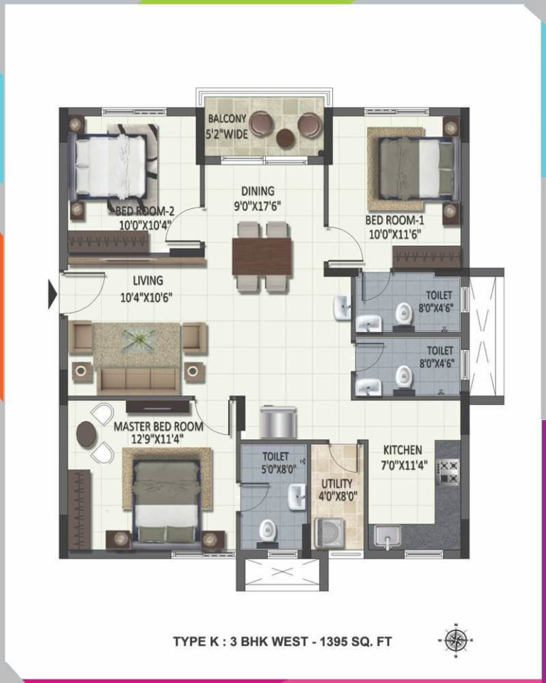 3 BHK - 1395 - Ramky One Harmony Hyderabad