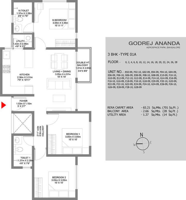 3 BHK - 701 - Godrej Ananda Bagalur