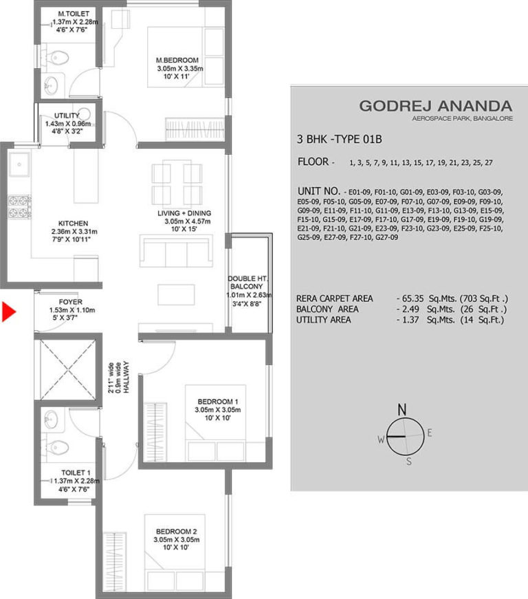 3 BHK - 703 - Godrej Ananda Bagalur