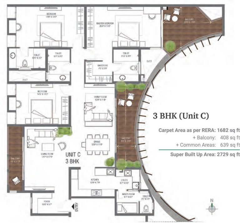 3 BHK C - 2729 - Assetz 38 And Banyan