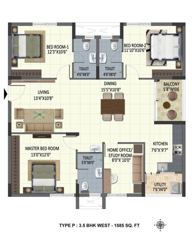 3.5 BHK - 1585 - Ramky One Harmony Hyderabad