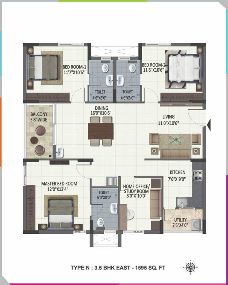 3.5 BHK - 1595 - Ramky One Harmony Hyderabad