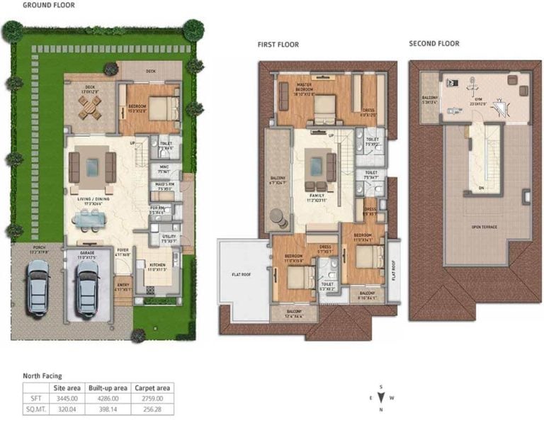 4 BHK North - 3445 - Adarsh Tranqville Villas