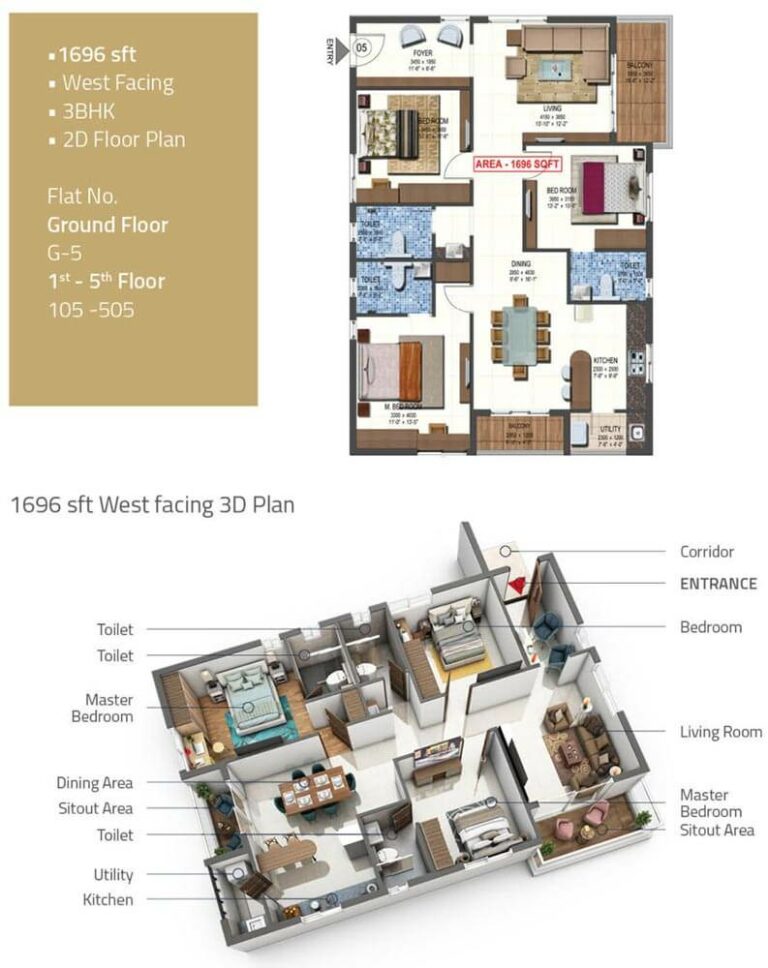 3 BHK West - 1696 - PVR Kshetra Shankarpally