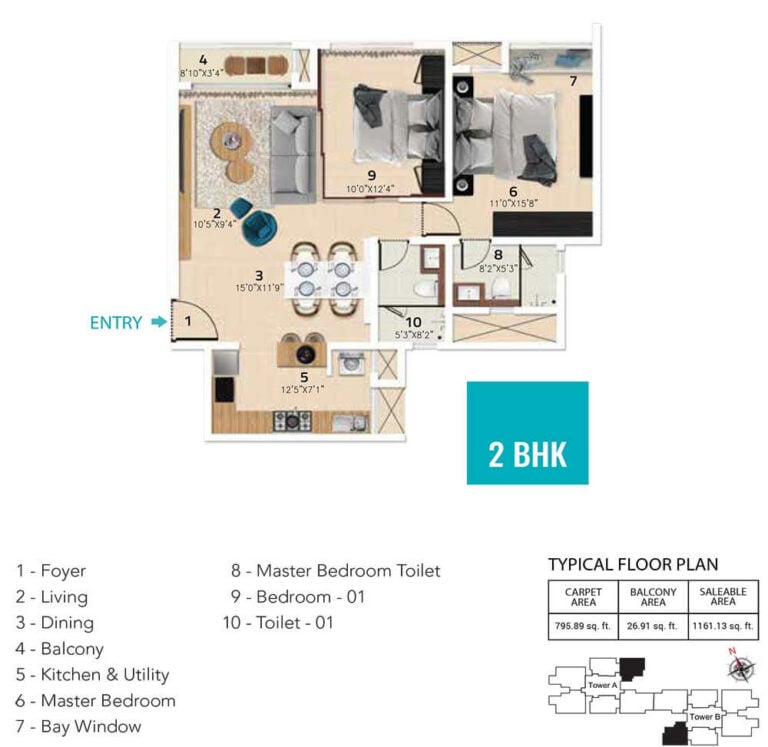 2 BHK - 1161 - Karle Vario Homes At Karle Town Centre