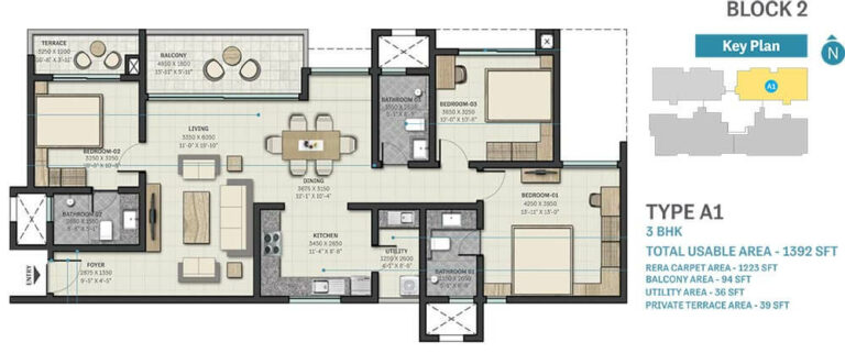 3 BHK - 1392 - Sobha Nesara Kothrud