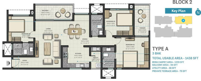 3 BHK - 1438 - Sobha Nesara Kothrud