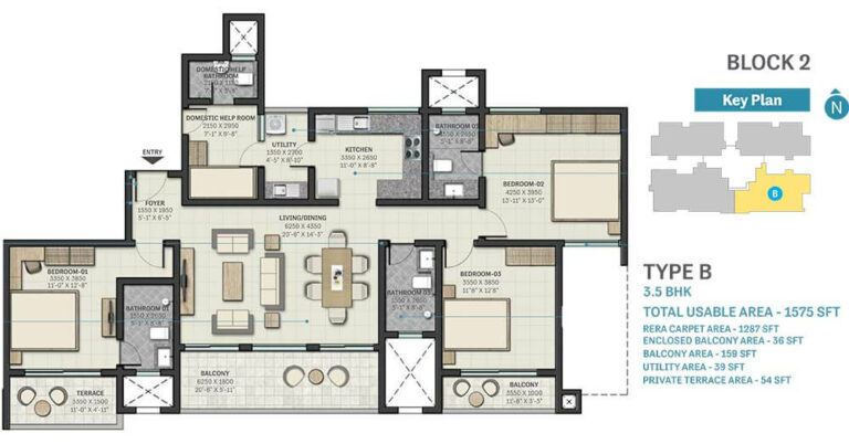 3.5 BHK - 1575 - Sobha Nesara Kothrud