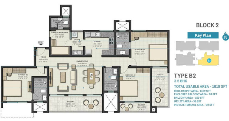 3.5 BHK - 1618 - Sobha Nesara Kothrud