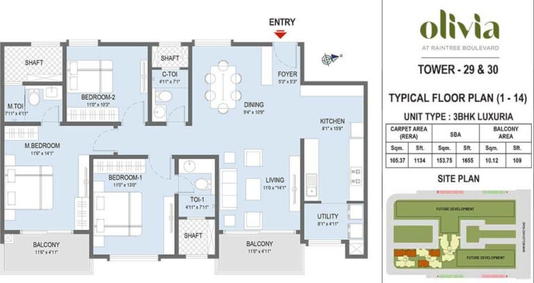 1655 - 3 BHK Olivia at L And T Raintree Boulevard Phase 3
