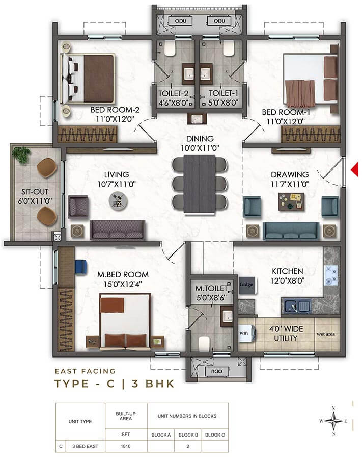 1810 3BHK - Ramky Odyssey Narsingi