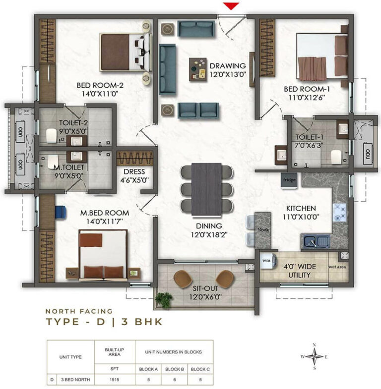 1915 3BHK - Ramky Odyssey Narsingi