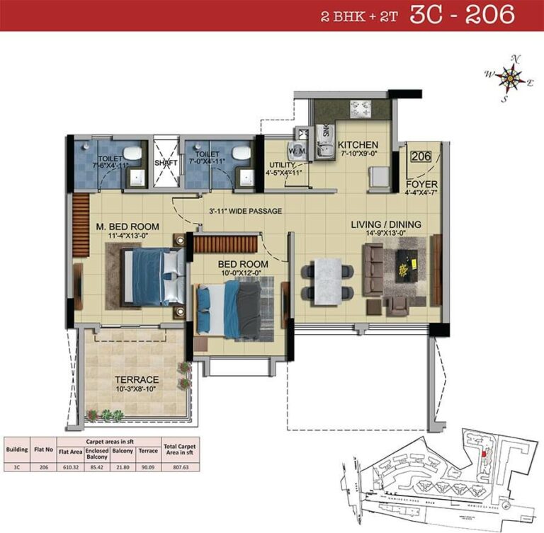 2 BHK 2T - 807 - Salarpuria Sattva HM Royal