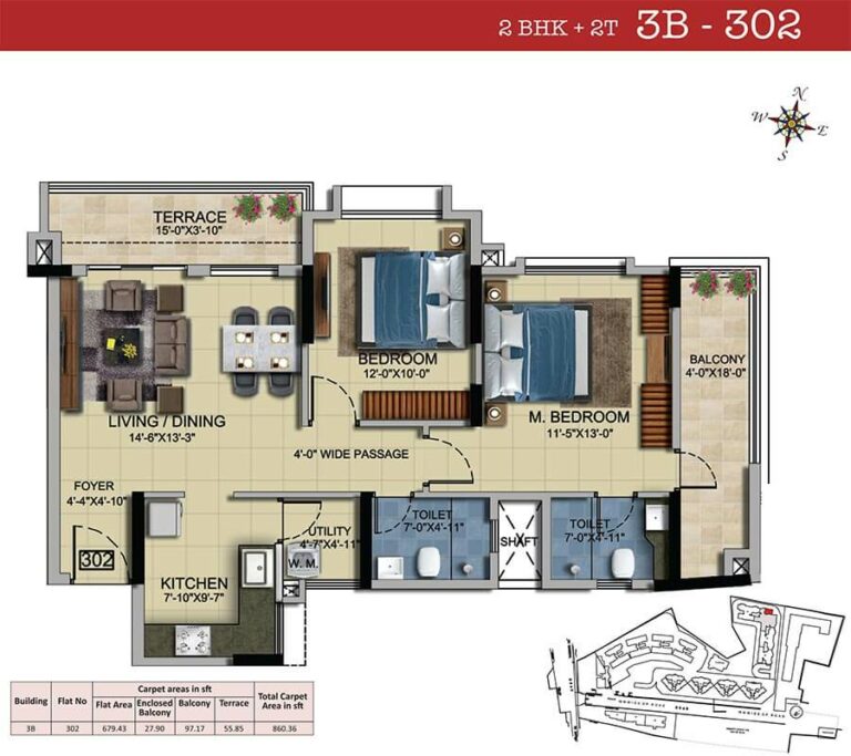 2 BHK 2T - 860 - Salarpuria Sattva HM Royal