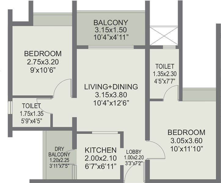 2 BHK - 611 - Rohan Abhilasha 2 Pune