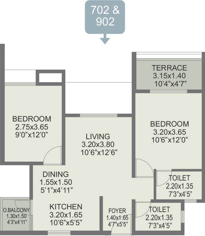 2 BHK Unit 702,902 - Rohan Ipsita Pune