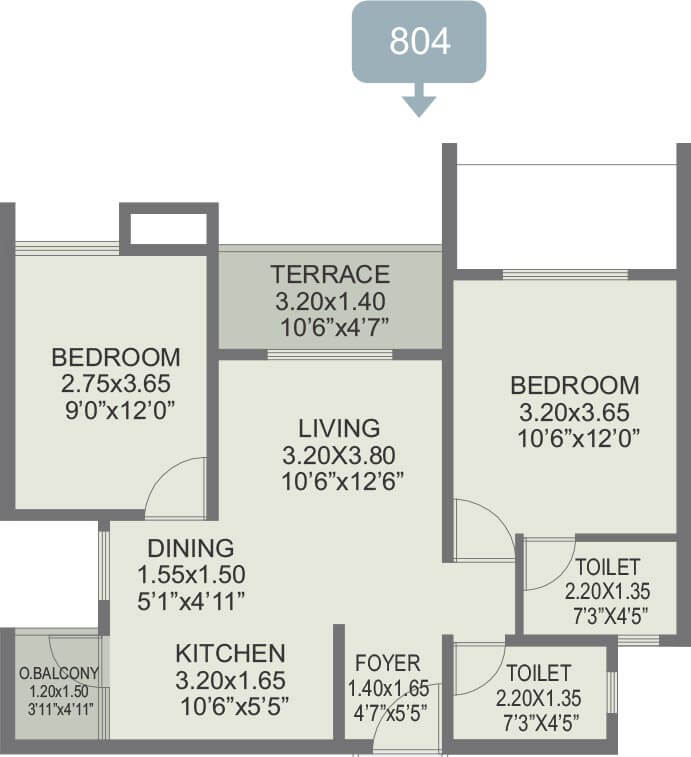 2 BHK Unit 804 - Rohan Ipsita Pune