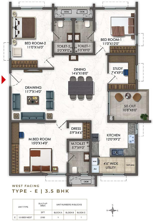 2160 3.5BHK - Ramky Odyssey Narsingi