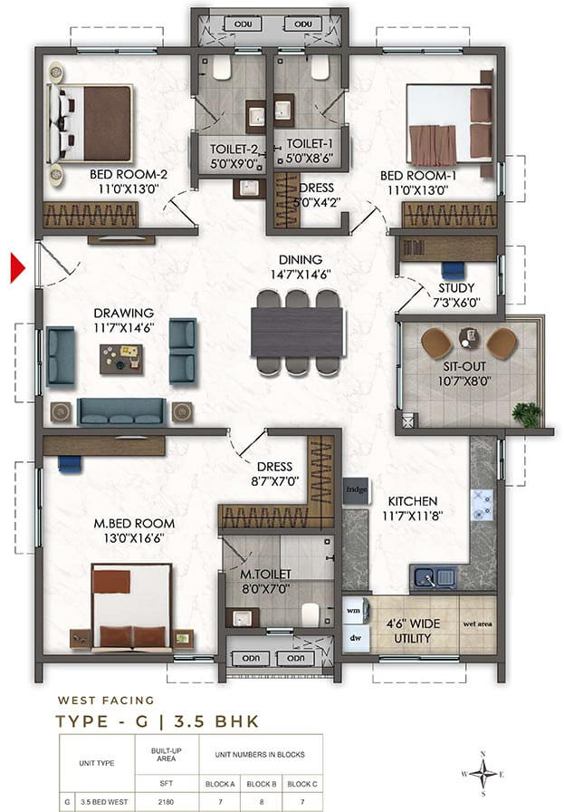 2180 3.5BHK - Ramky Odyssey Narsingi