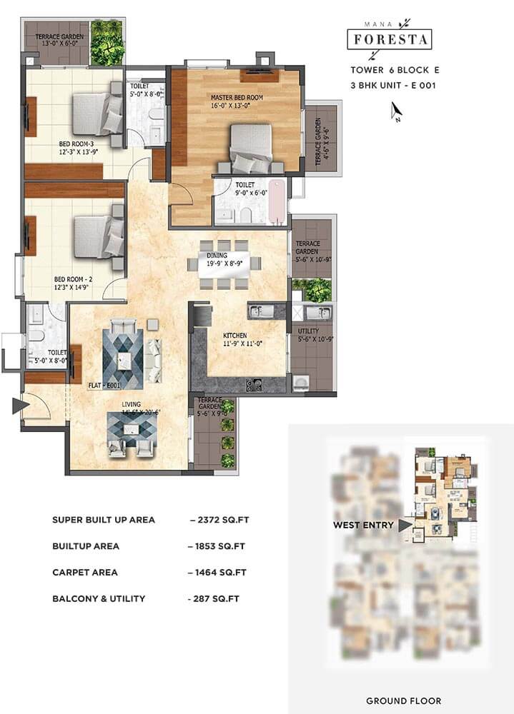 3 BHK - 2372 W - Mana Foresta