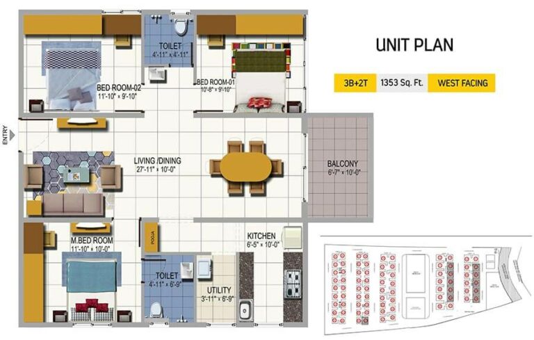 3 BHK 2T - 1353 - Urbanrise on Cloud 33 Codename Talk Of Hyderabad