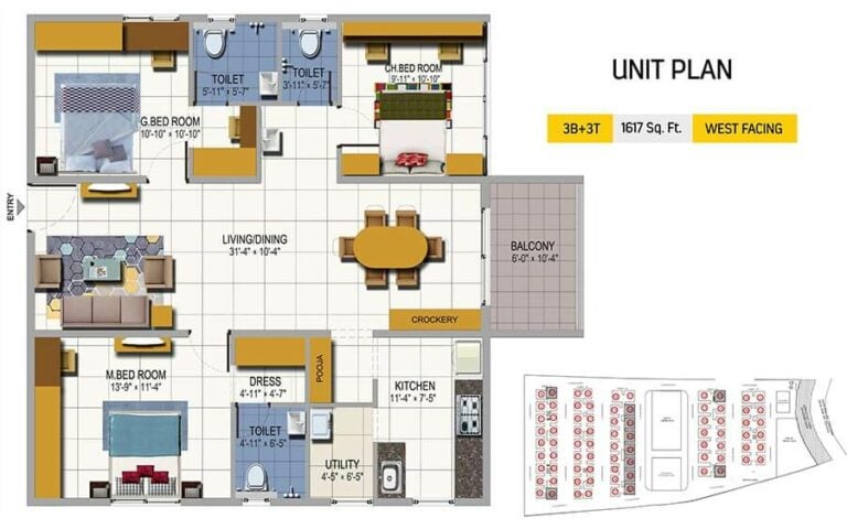 3 BHK 3T - 1617 - Urbanrise on Cloud 33 Codename Talk Of Hyderabad