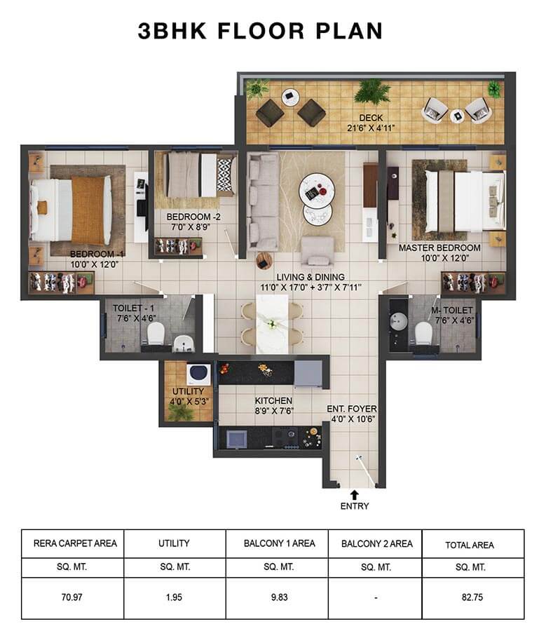 3 BHK - 890 - Shapoorji Pallonji Vanaha Shapoorji Bavdhan