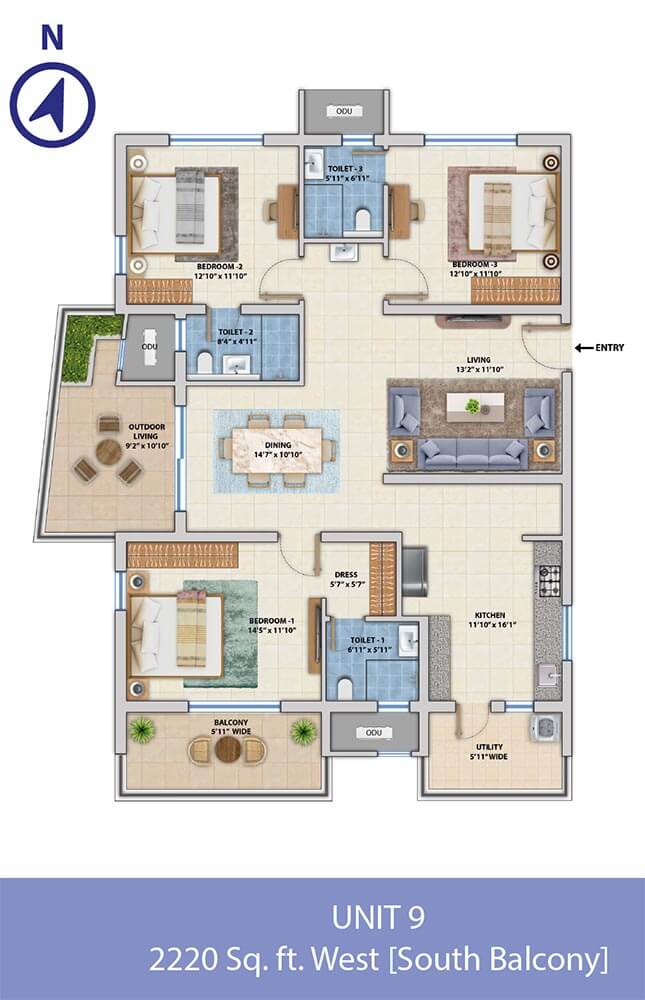 3 BHK 9 - 2220 - ASBL Spectra Hyderabad