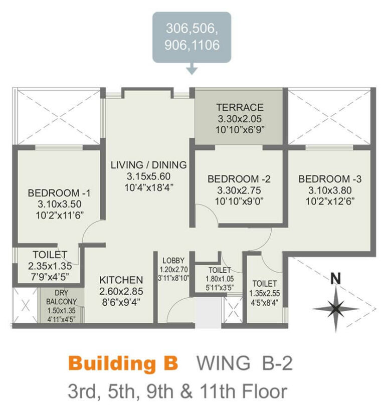 3 BHK B2 - 948 - Rohan Abhilasha Pune