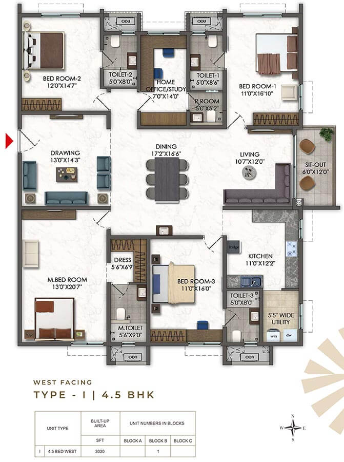 3020 4.5BHK - Ramky Odyssey Narsingi
