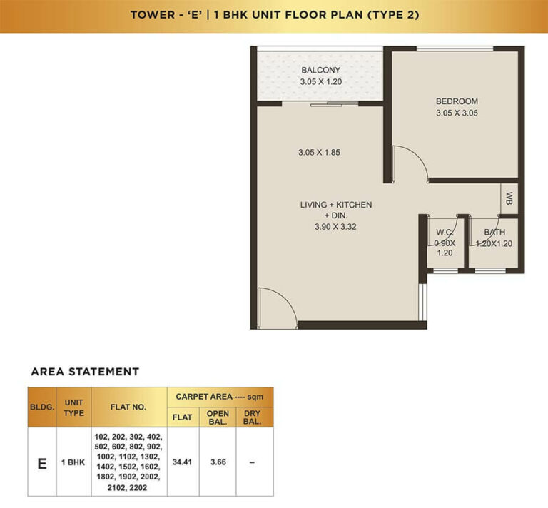 1 BHK Type 2 Kolte Patil Life Republic ORO Avenue