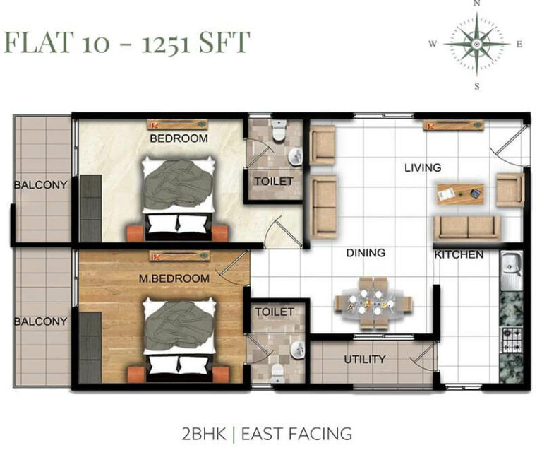 2 BHK - 1251 - Manbaum HomeTree