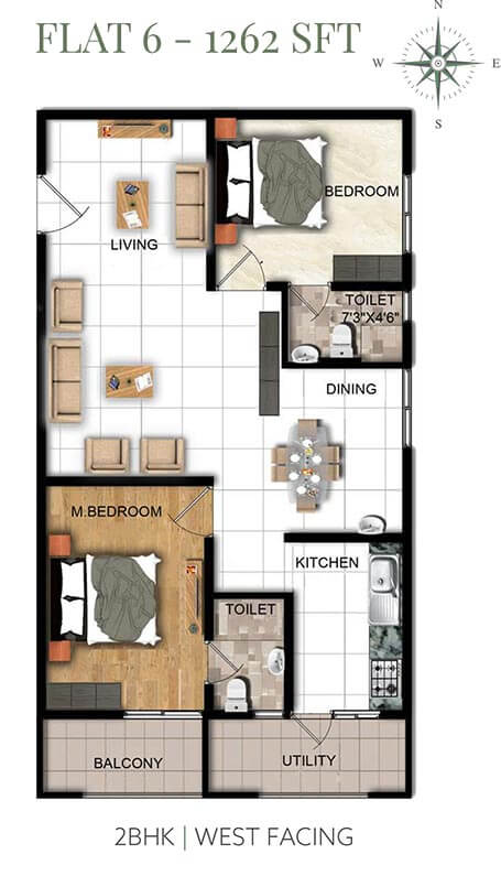 2 BHK - 1262 - Manbaum HomeTree