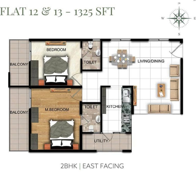 2 BHK - 1325 - Manbaum HomeTree