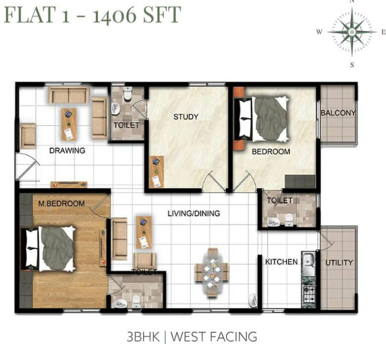2 BHK - 1406 - Manbaum HomeTree