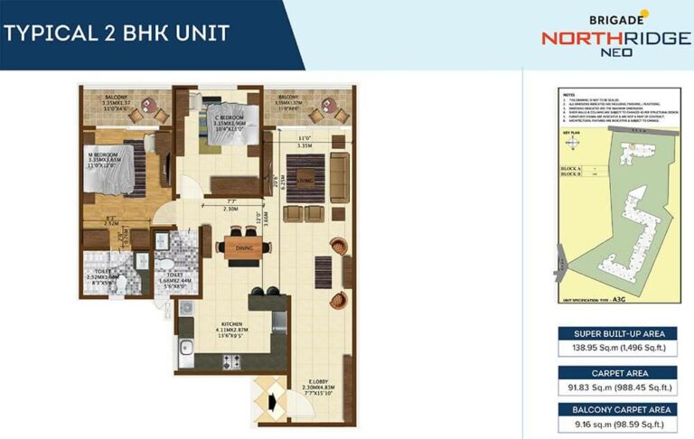 2 BHK - 1496 - Brigade Northridge Neo