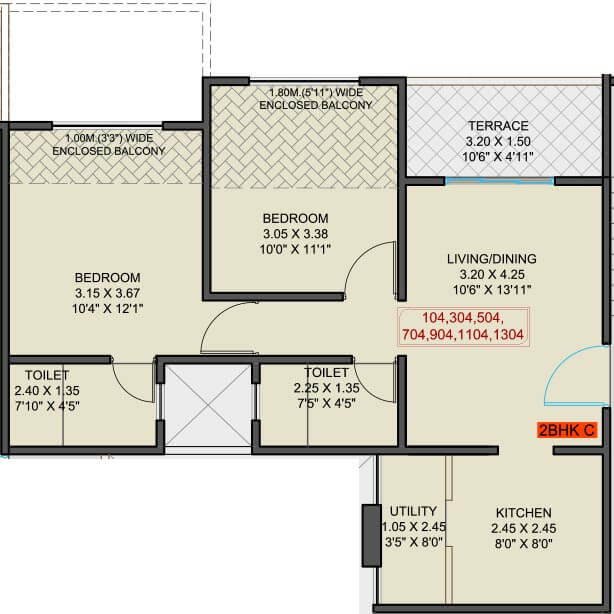 2 BHK C - 659 - Krisala 41 Estera Punawale