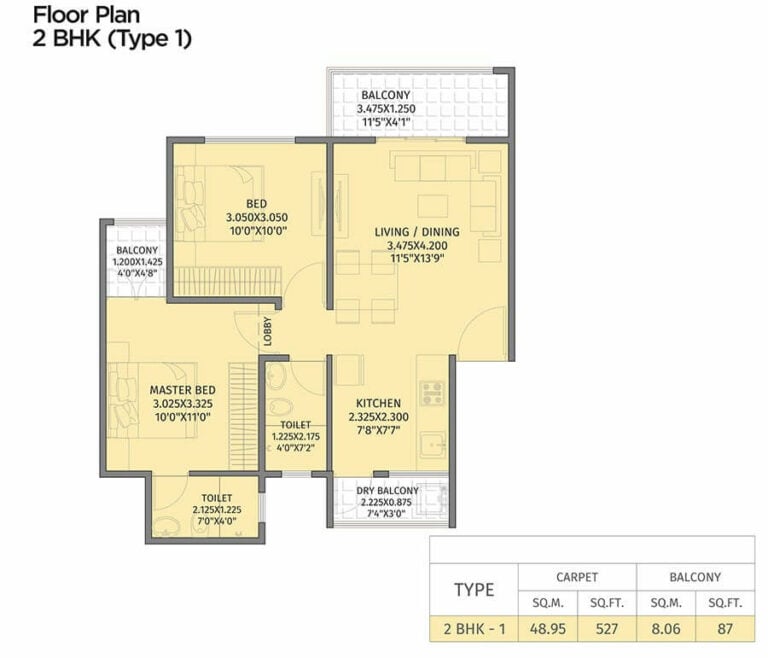 2 BHK Type 1 - 614 - Krisala 41 Evoke