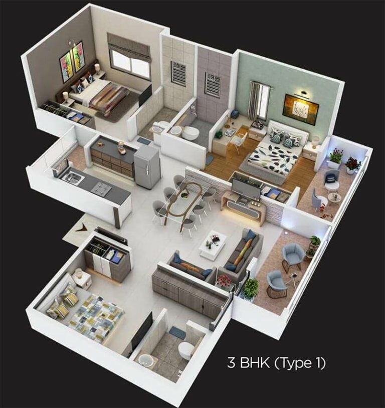 2 BHK Type 2 3D - Krisala 41 Evoke
