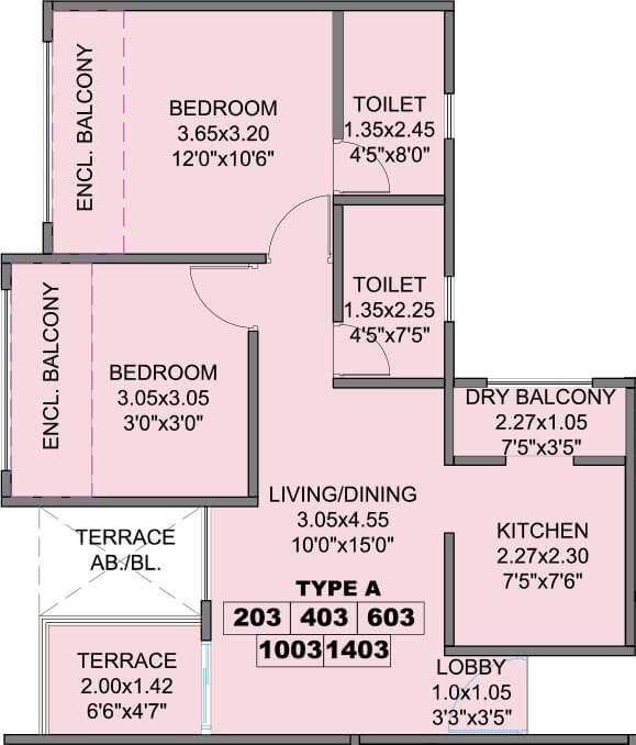 2 BHK Type A - Kohinoor Coral Pune