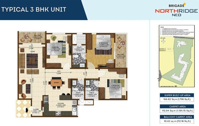 3 BHK - 1796 - Brigade Northridge Neo