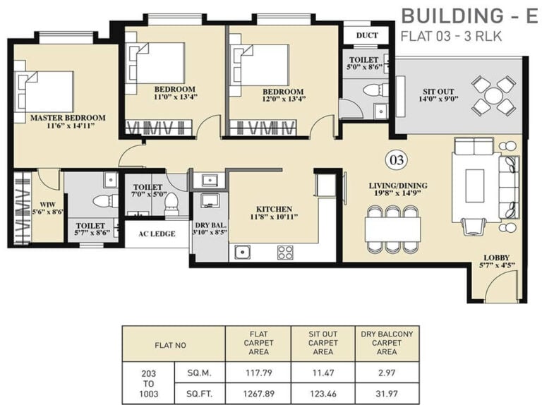 3 BHK E - 1267 - Kolte Patil 24K Sereno