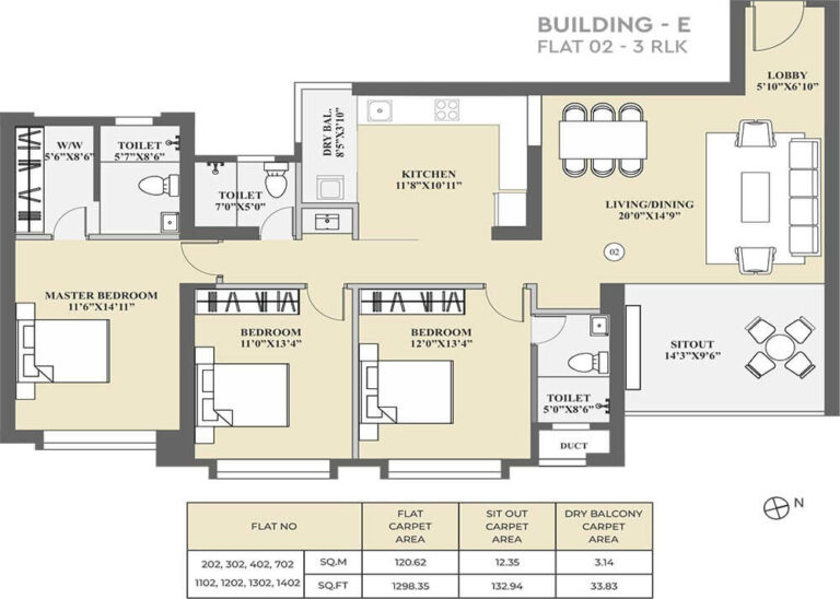 3 BHK E - 1298 - Kolte Patil 24K Sereno