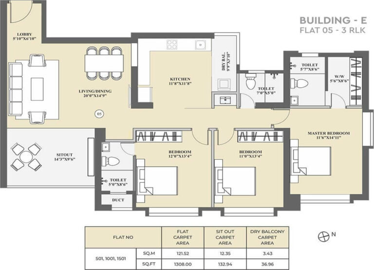 3 BHK E - 1308 - Kolte Patil 24K Sereno