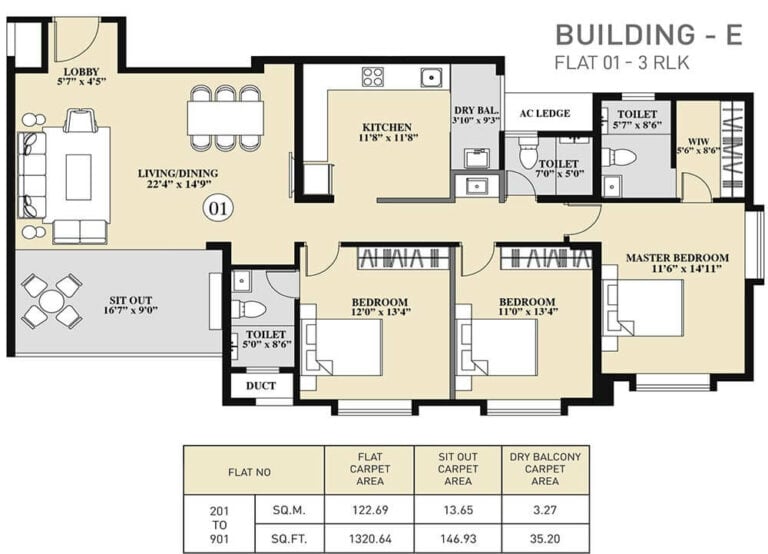 3 BHK E - 1320 - Kolte Patil 24K Sereno