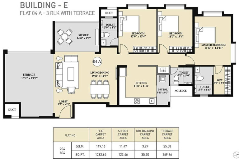 3 BHK Terrace E - 1282 - Kolte Patil 24K Sereno